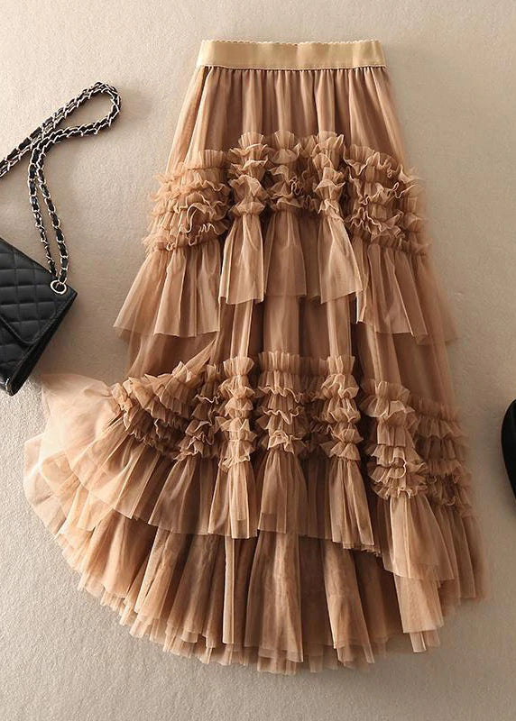 Khaki tulle outlet maxi skirt