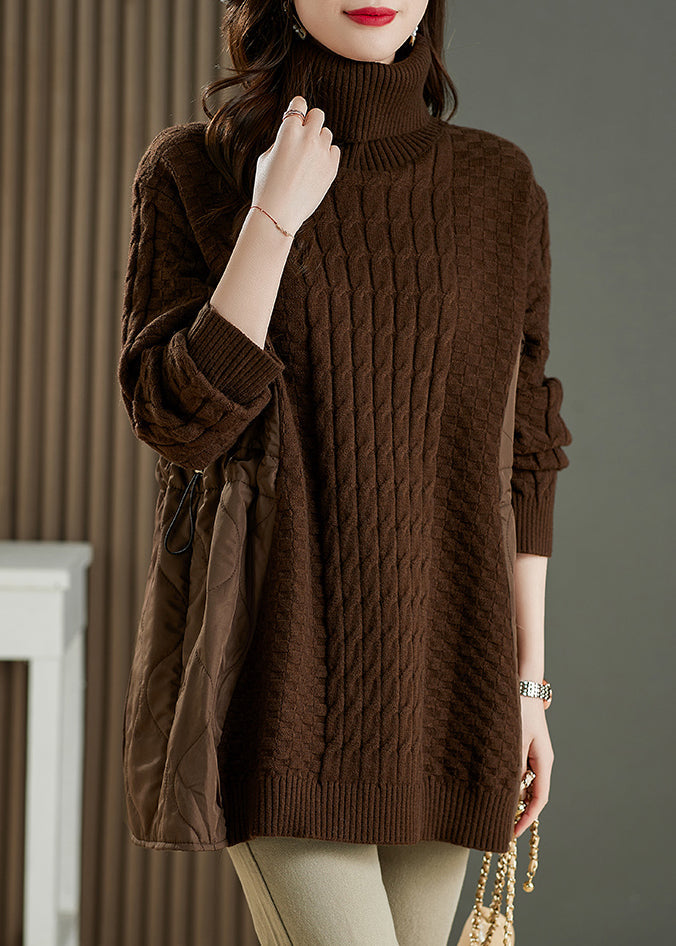 Style Chocolate Asymmetrical Thick Cashmere Knit Pullover Winter – Omychic