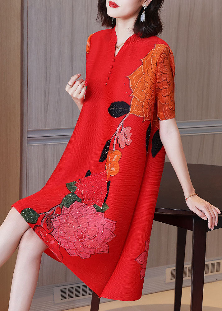 Red A-line Sundress in Floral Design