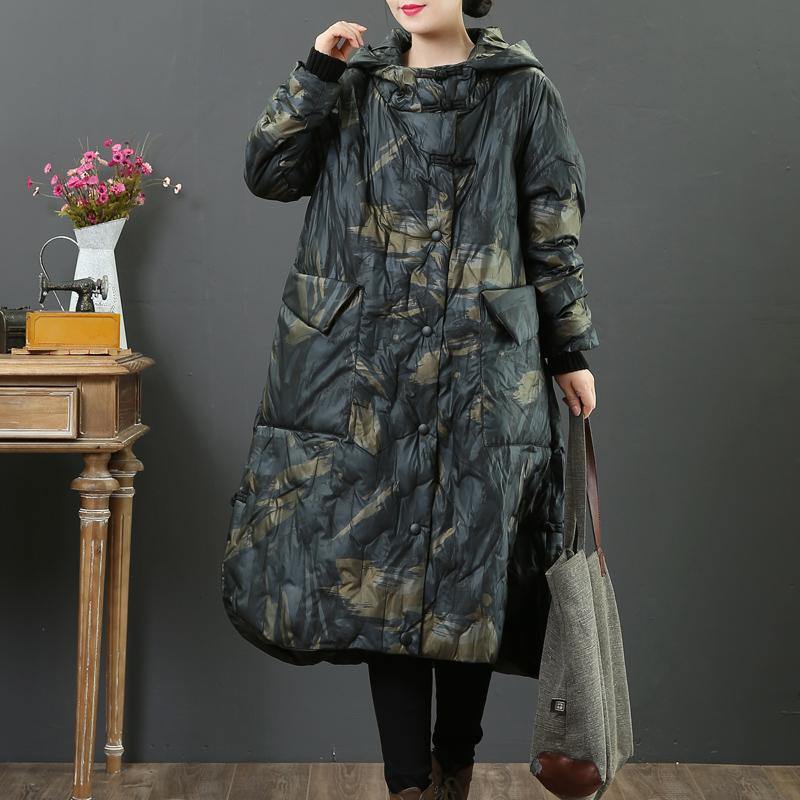 Luxury dark gray duck down coat trendy plus size side open winter