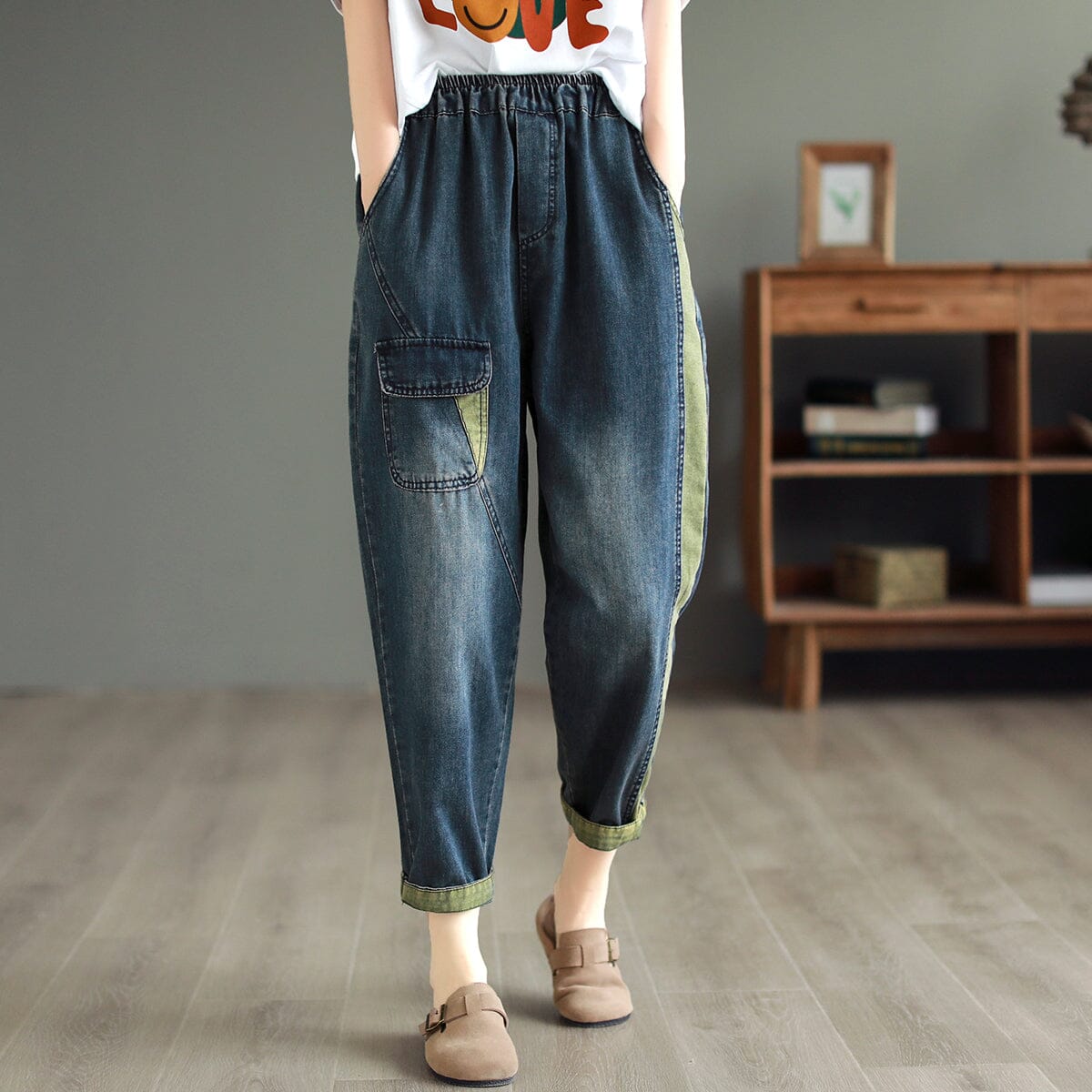 Women Patchwork Summer Casual Harem Denim Pants – Omychic