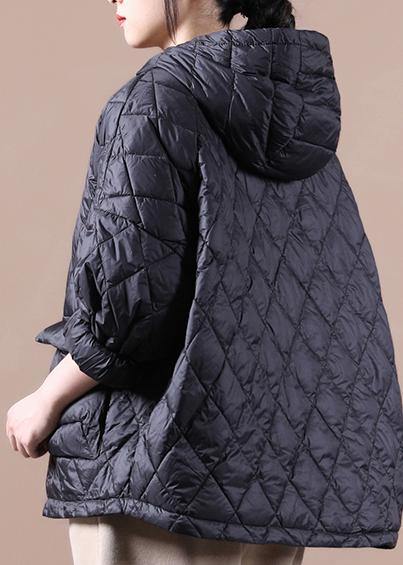 2024 Loose Fitting Winter Puffer Jacket Hooded Black Down Coat