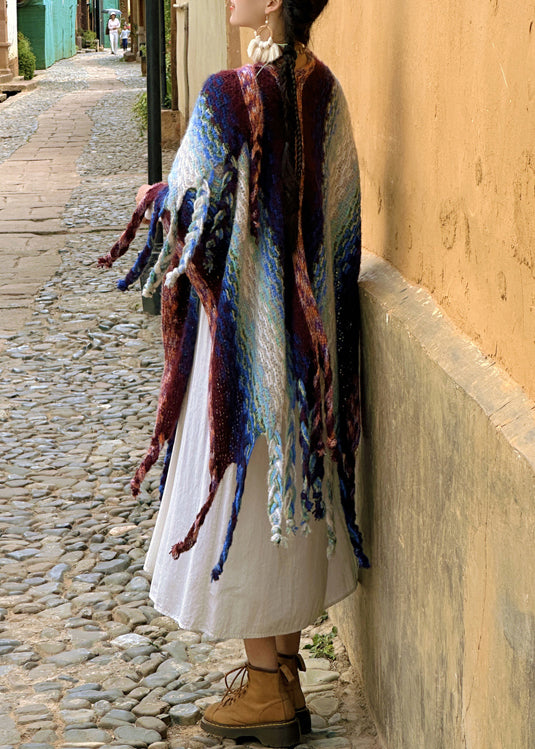 2024 New Bohemian Rainbow Tassel Cozy Warm Shawl