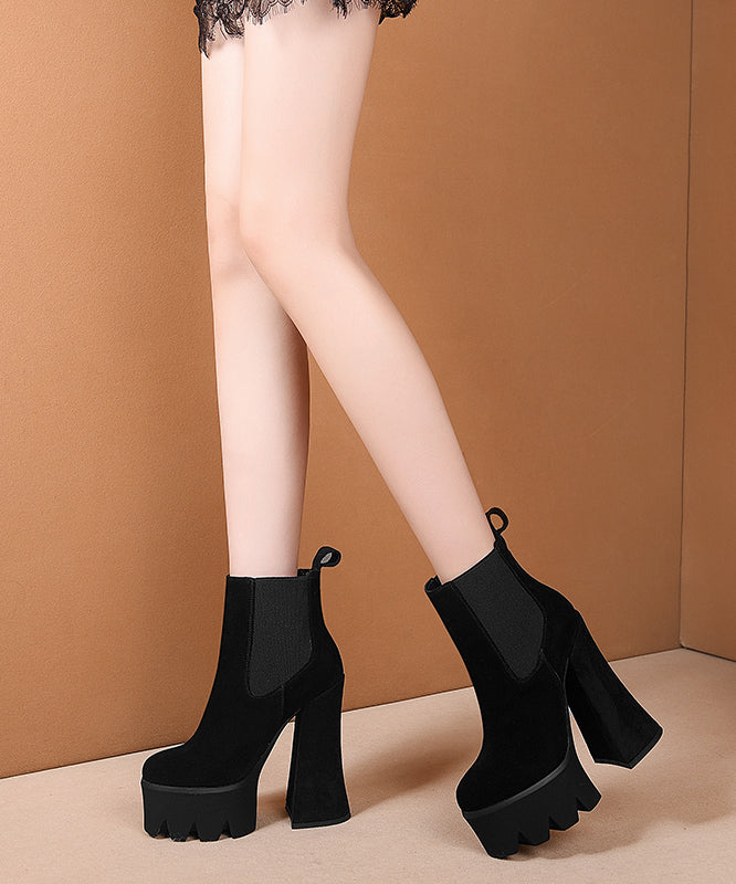 2024 New Khaki Splicing Platform High Heel Boots