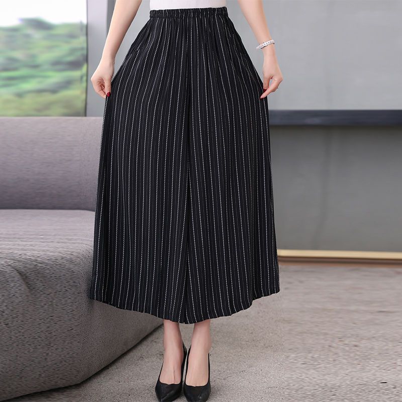 Plus Size Elastic Waist Linen Loose Wide Leg Pants