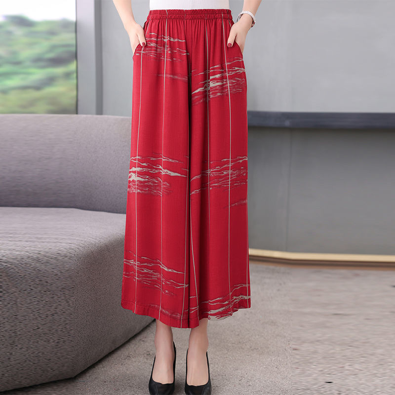 Plus Size Elastic Waist Linen Loose Wide Leg Pants