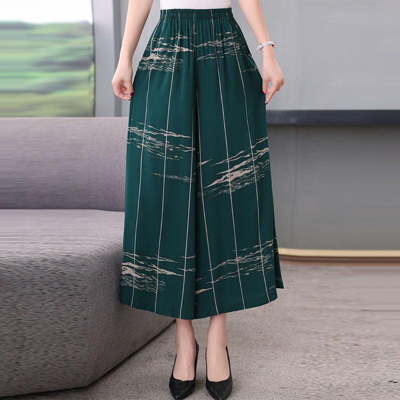 Plus Size Elastic Waist Linen Loose Wide Leg Pants