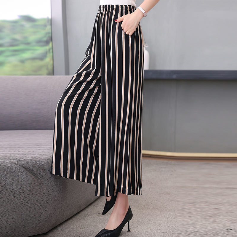 Plus Size Elastic Waist Linen Loose Wide Leg Pants