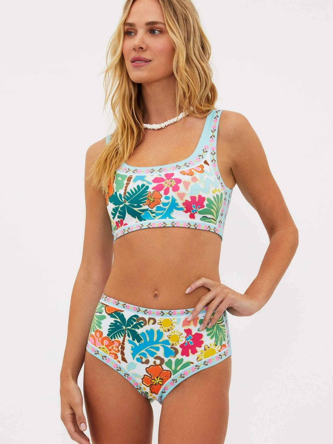 Tropical Sands Floral Unique Print Stretch Bikini Swimsuit