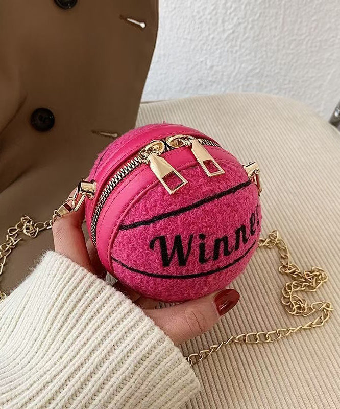 2025 New Korean Versatile Rose Shoulder Chain Faux Fur Round Bag