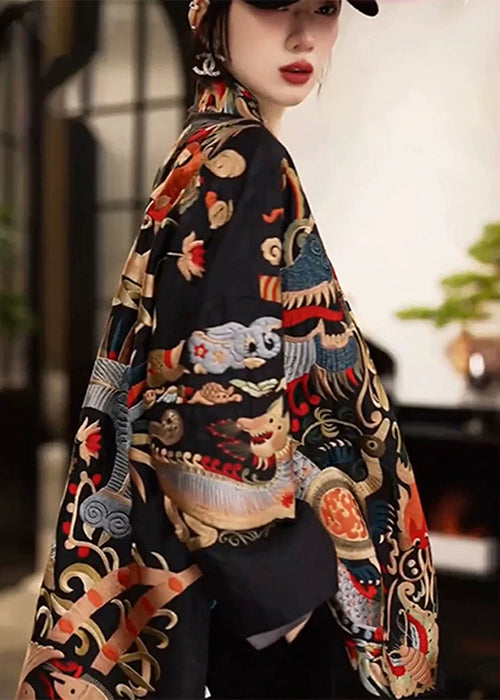 Chinese Style Embroidered High-end Black Jacket Fall