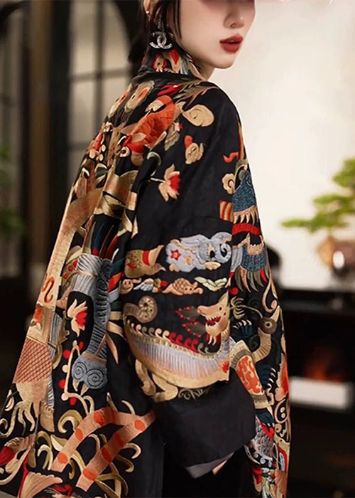 Chinese Style Embroidered High-end Black Jacket Fall