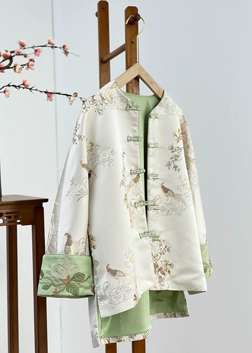 Chinese Style Embroidered Jacket Jacquard Button Loose Top