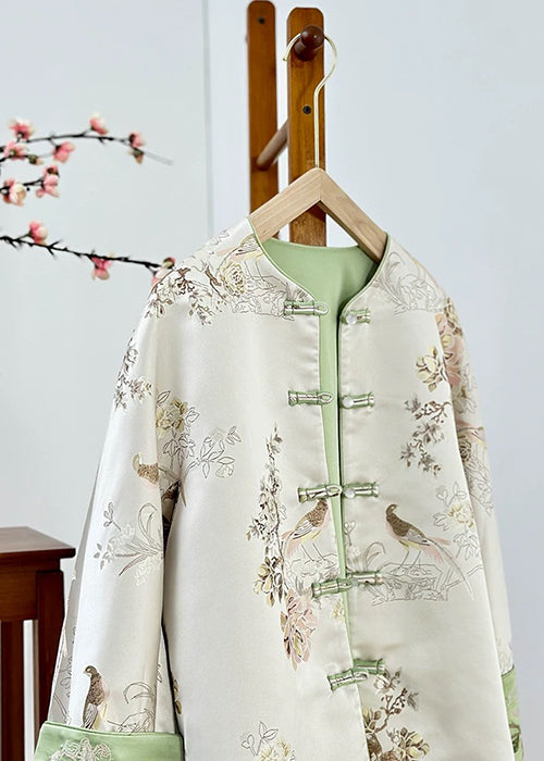 Chinese Style Embroidered Jacket Jacquard Button Loose Top