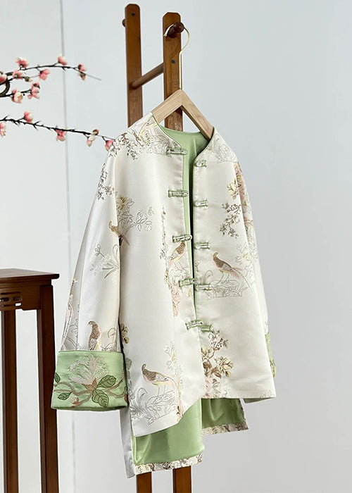 Chinese Style Embroidered Jacket Jacquard Button Loose Top