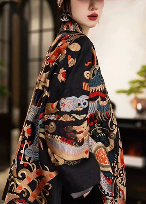 Chinese Style Embroidered High-end Black Jacket Fall