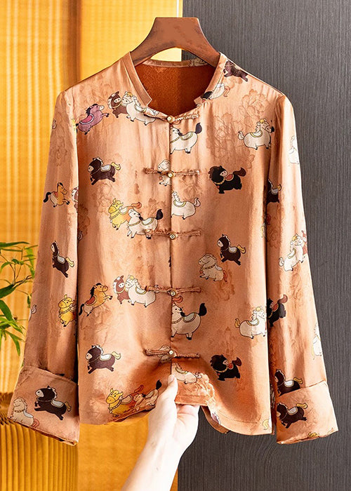 Vintage Jacquard Thin Jacket Casual Printed Long Sleeve Top