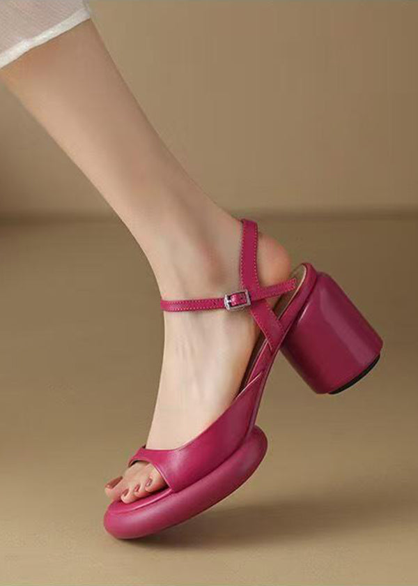 Beautiful Rose Peep Toe Splicing Chunky Slide Sandals