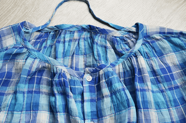 Summer Blue Plaid Women Comfort Shirt Tops