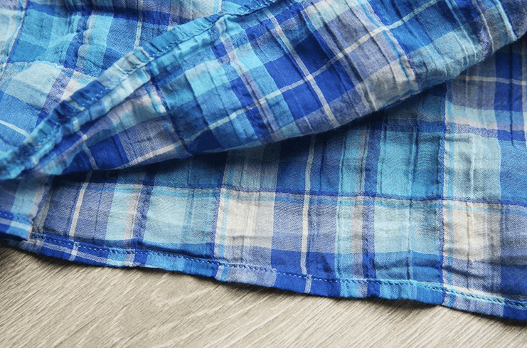 Summer Blue Plaid Women Comfort Shirt Tops