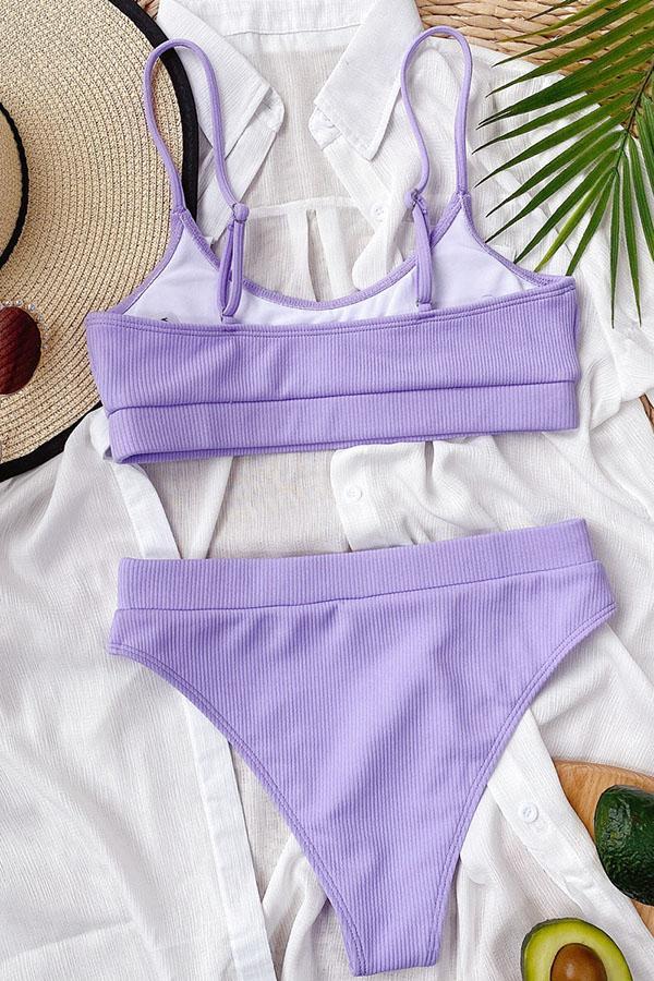 Fashion Bohemian U Neck Purple Tankini