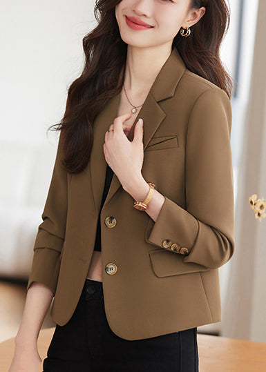 Apricot Silm Fit Formal Coats Notched Collar Spring