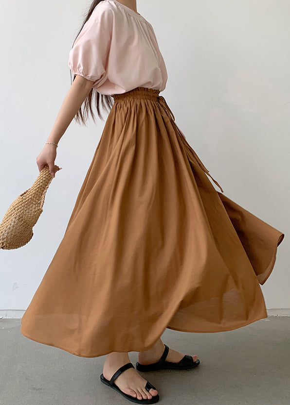 Art Coffee Elastic Waist Exra Large Hem Cotton Skirt Spring