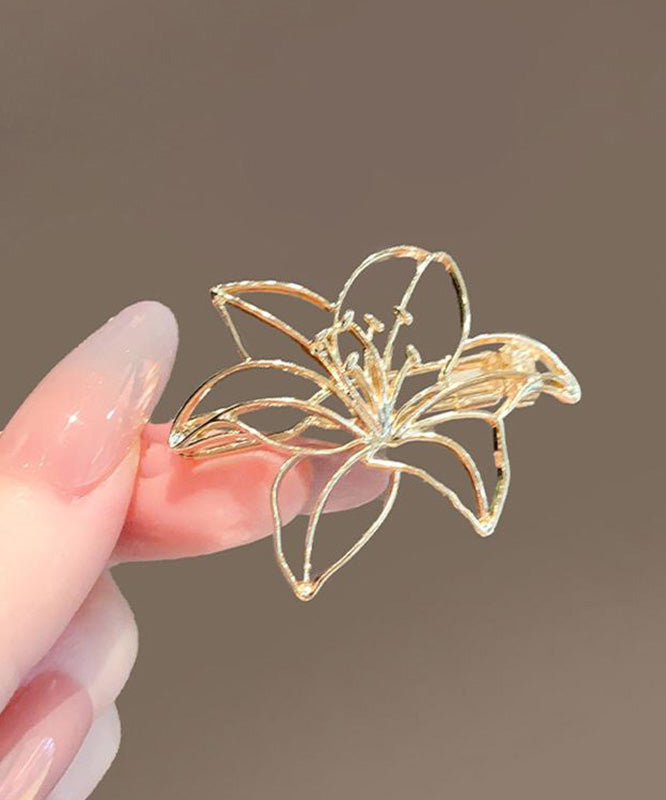 Art Gold Alloy Hollow Out Lily Flower Brooch