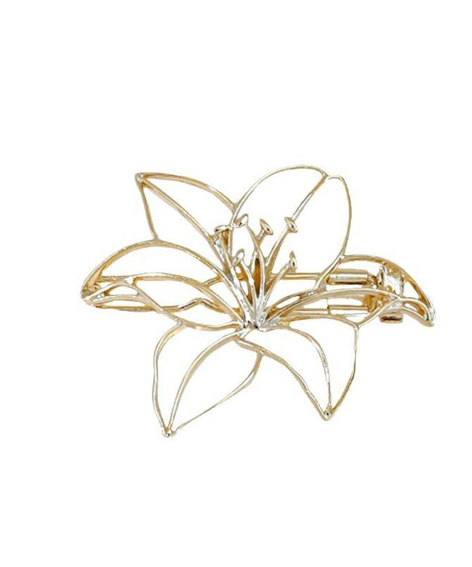 Art Gold Alloy Hollow Out Lily Flower Brooch