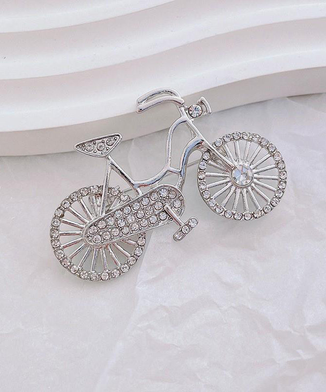 Beautiful Pink Alloy Zircon Pearl Bicycle Brooches