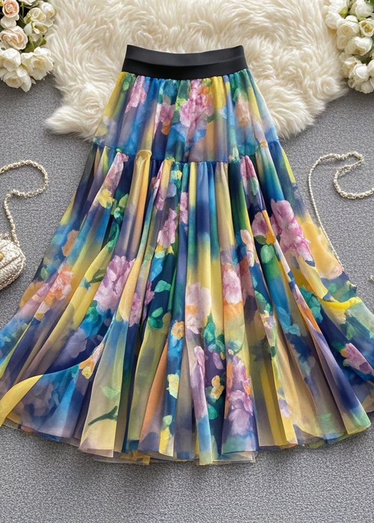 Beautiful Print Tulle Skirts Exra Large Hem Summer