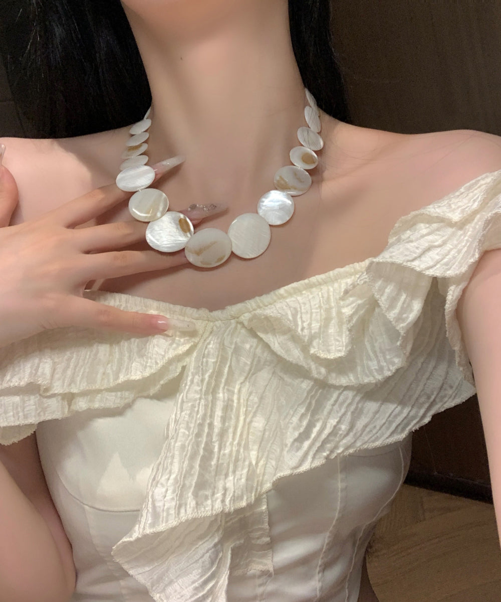 Beautiful White Alloy Pearl Shell Collar Necklace