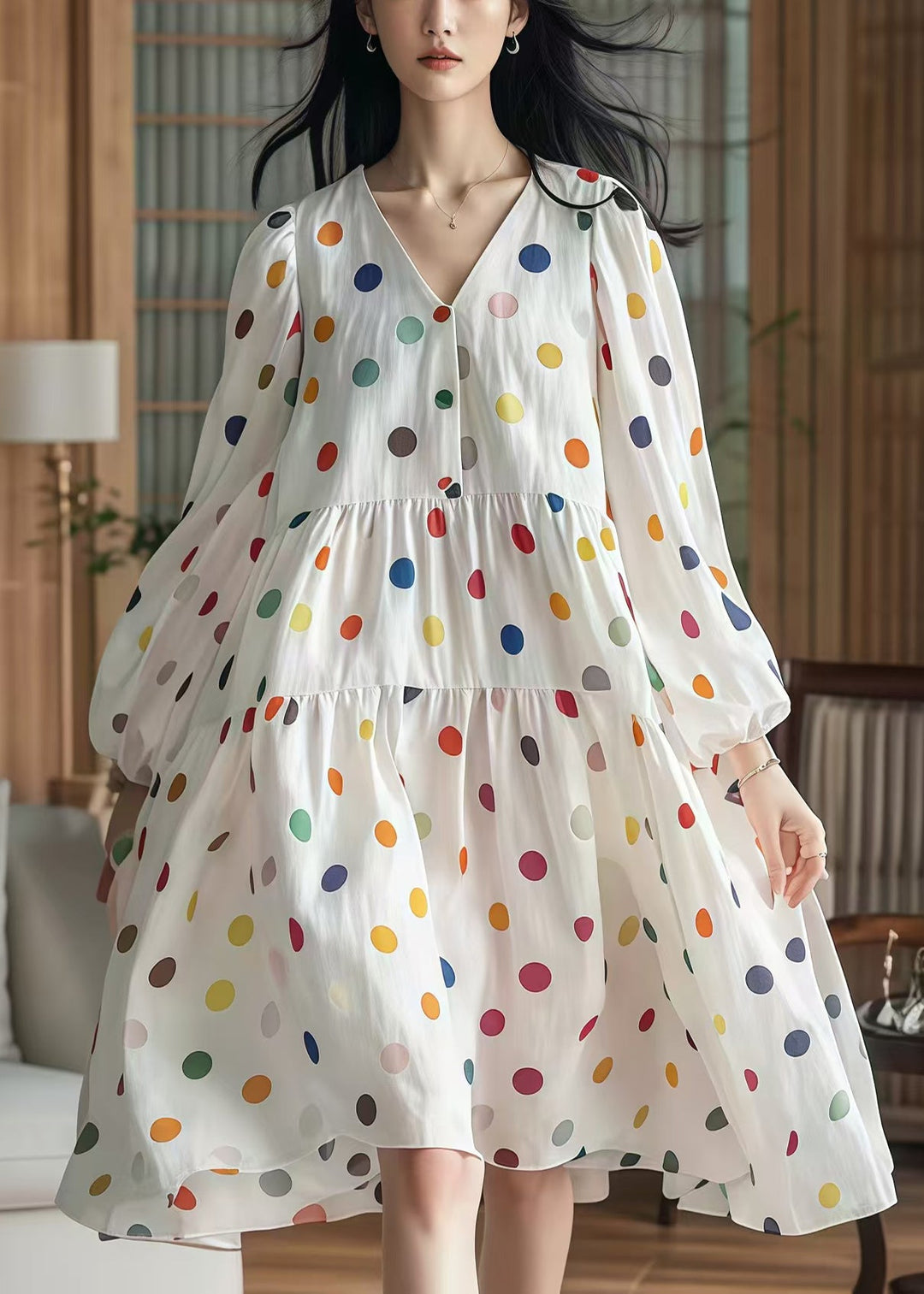 Beautiful White Oversized Print Cotton Vacation Dresses Fall