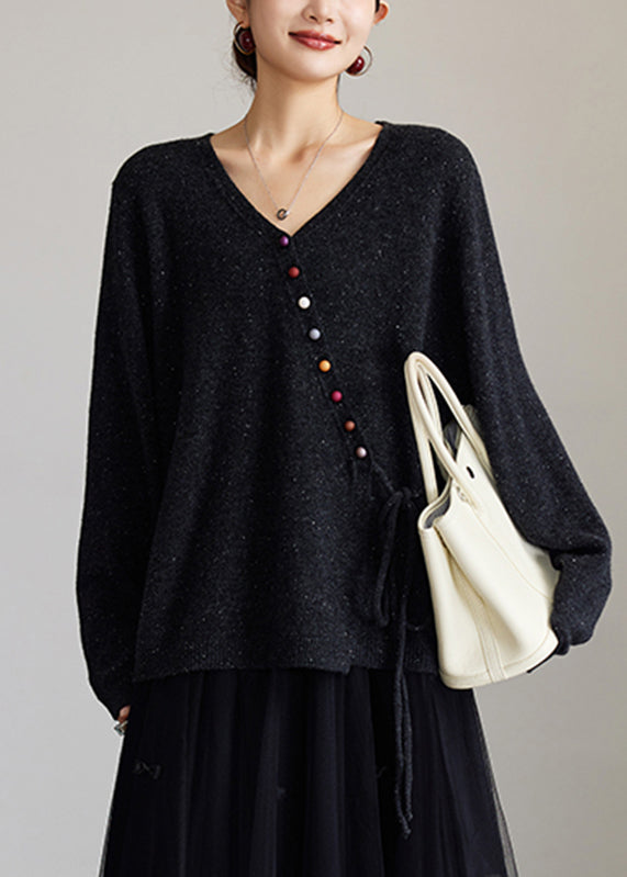 Black Tie Waist Wool Knit Cardigan Spring