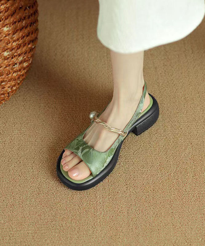 Black Unique Splicing Chunky Sandals Peep Toe Buckle Strap