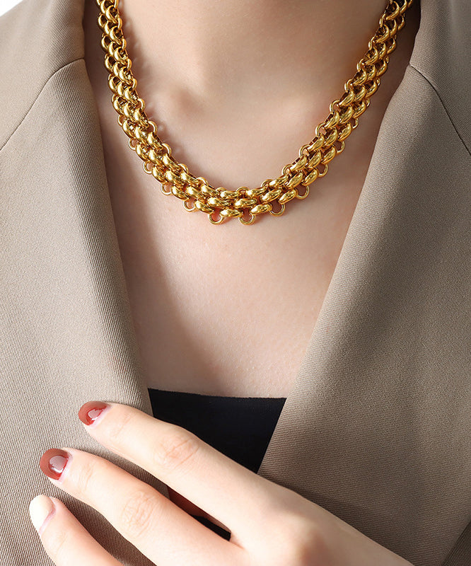 Bohemian Gold Stainless Steel Alloy Chain Collar Necklace