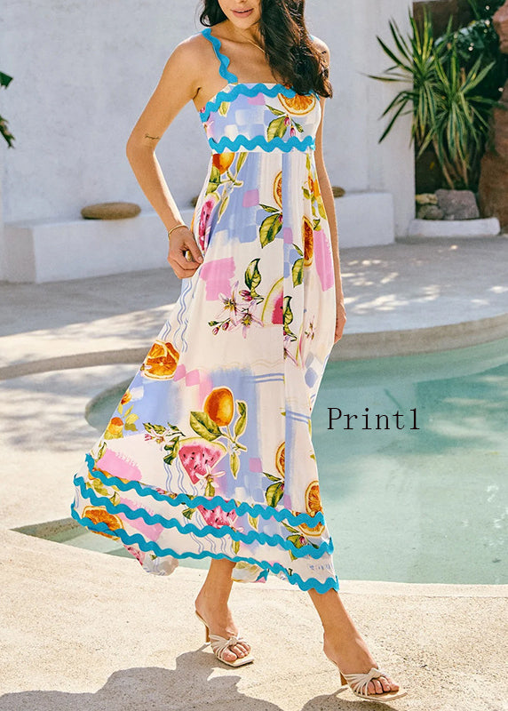 Bohemian Print Holiday Spaghetti Strap Dress Sleeveless