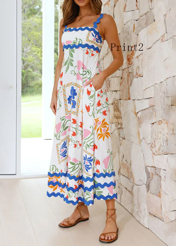 Bohemian Print Holiday Spaghetti Strap Dress Sleeveless