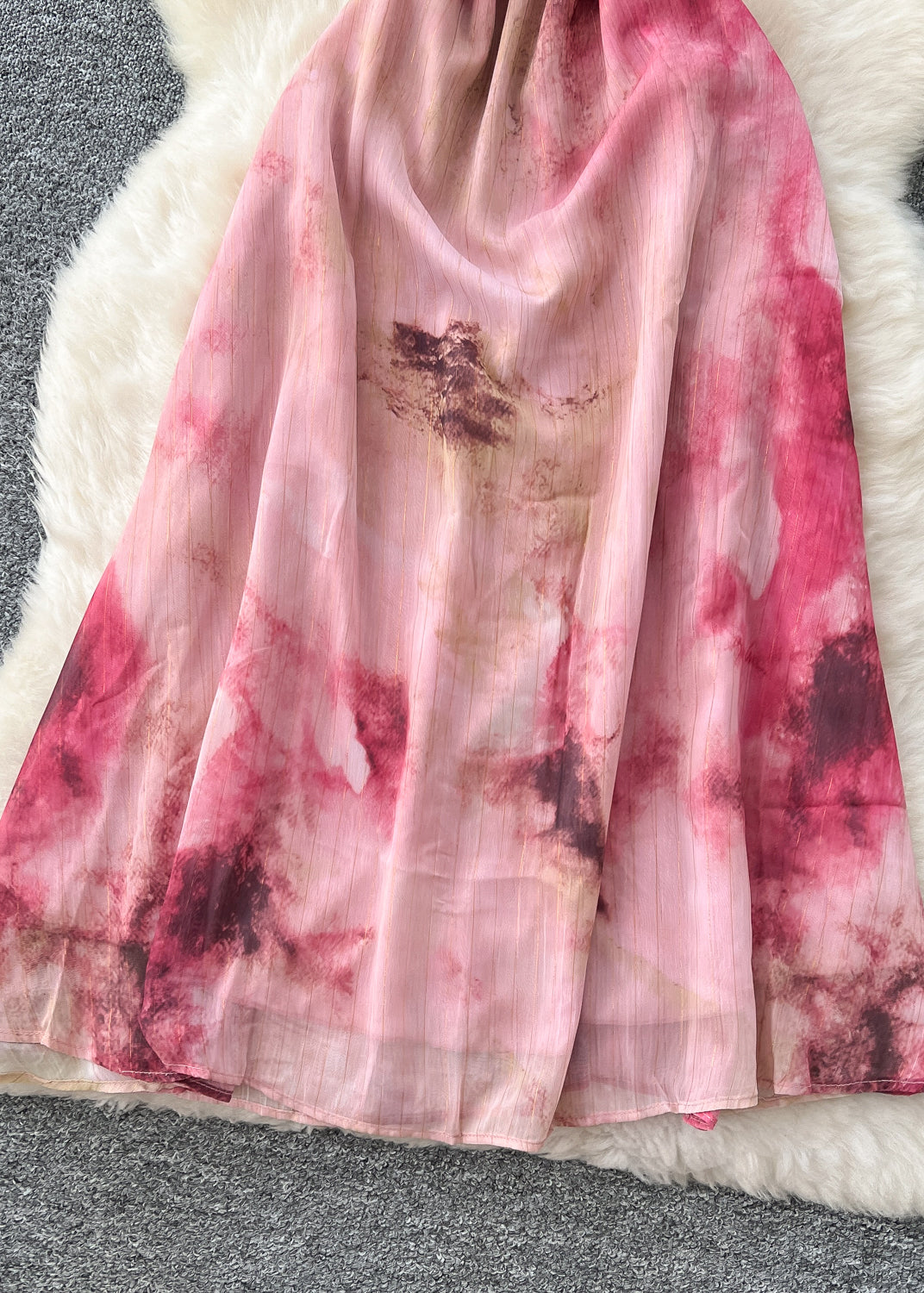 Bohemian Red Tie Dye Chiffon Beach Dress Summer