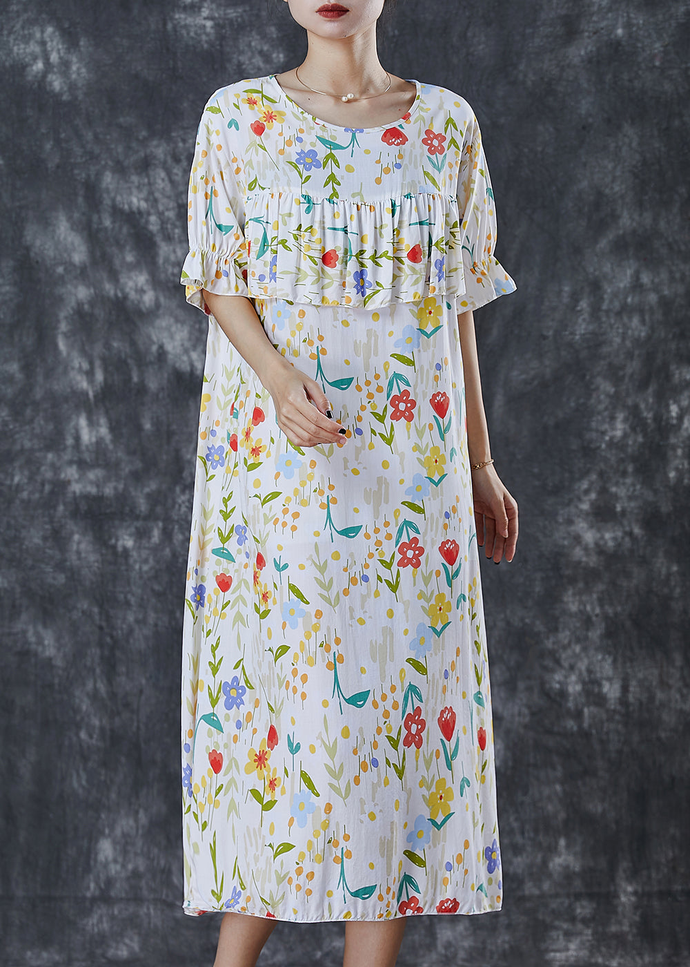 Bohemian White Print Patchwork Cotton Dress Summer