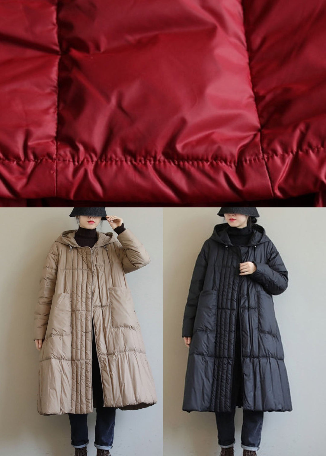 Boho Black fashion Loose Pockets Winter down coat