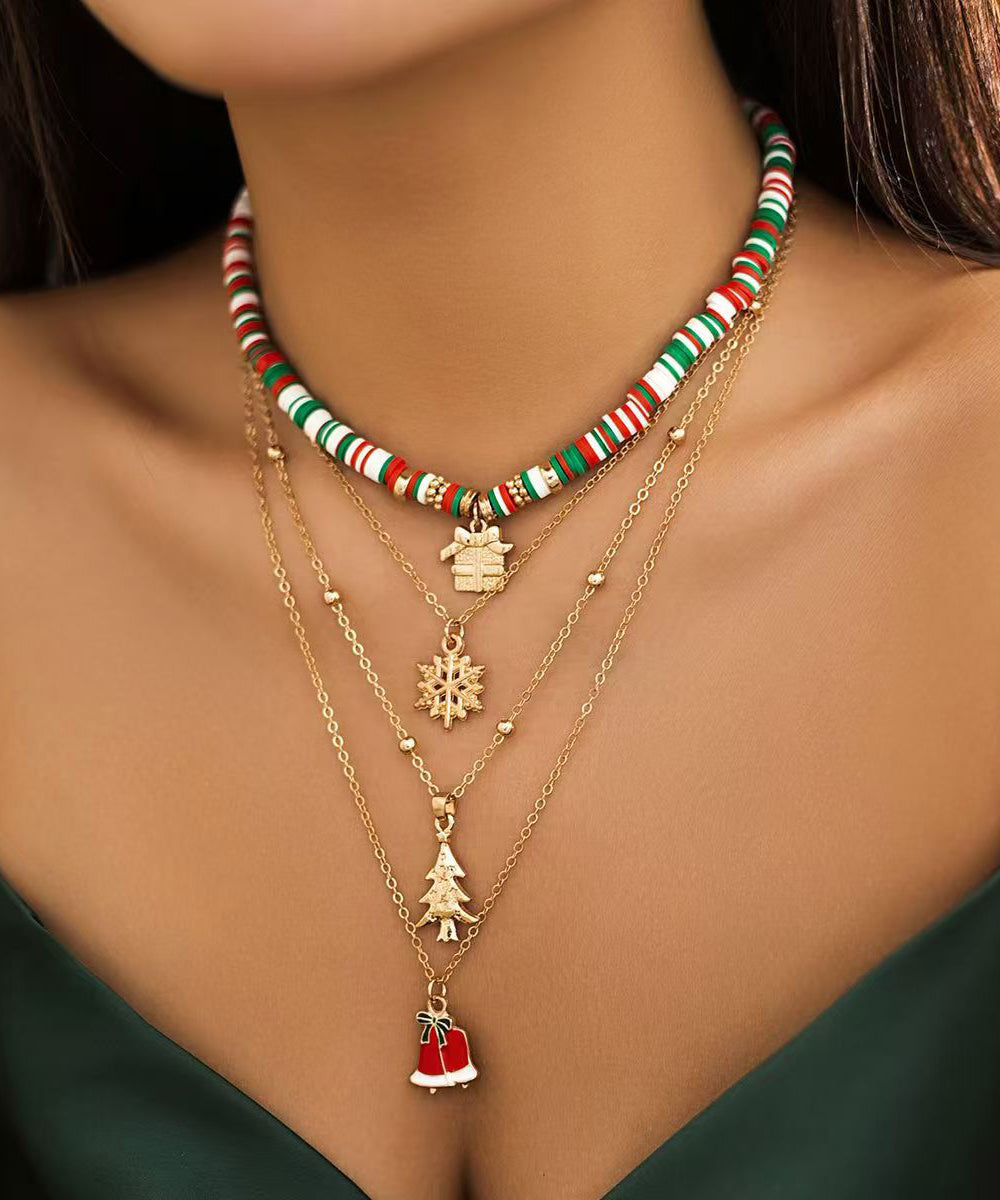 Boho Colorblock Alloy Multilayer Four Piece Set Pendant Necklace