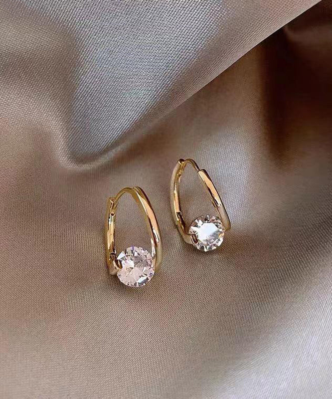 Boho Gold Copper Alloy Zirco Hoop Earrings