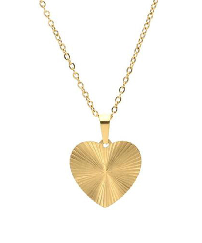 Boho Gold Metal Alloy Wrinkled Love Pendant Necklace