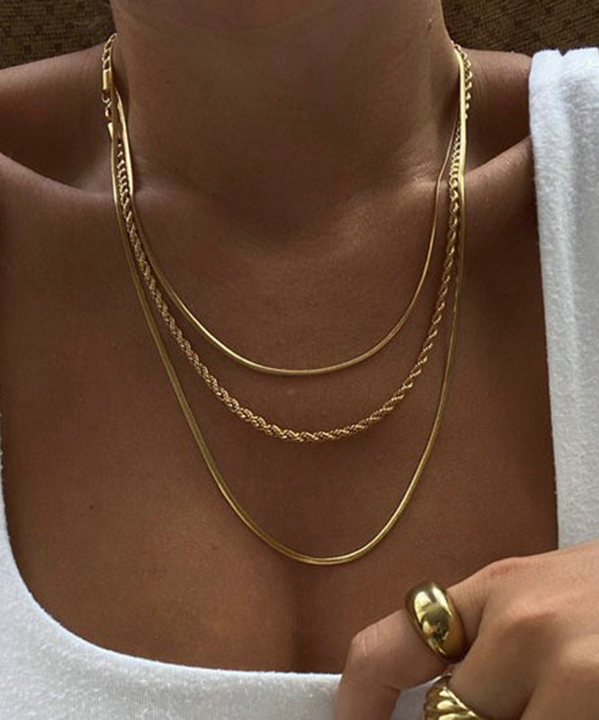 Boho Gold Stainless Steel Alloy Three Layers Necklace