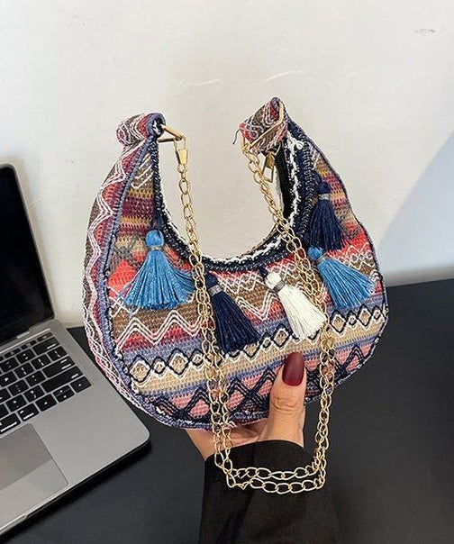 Boho Green Tassel Durable Chain Linked Messenger Bag