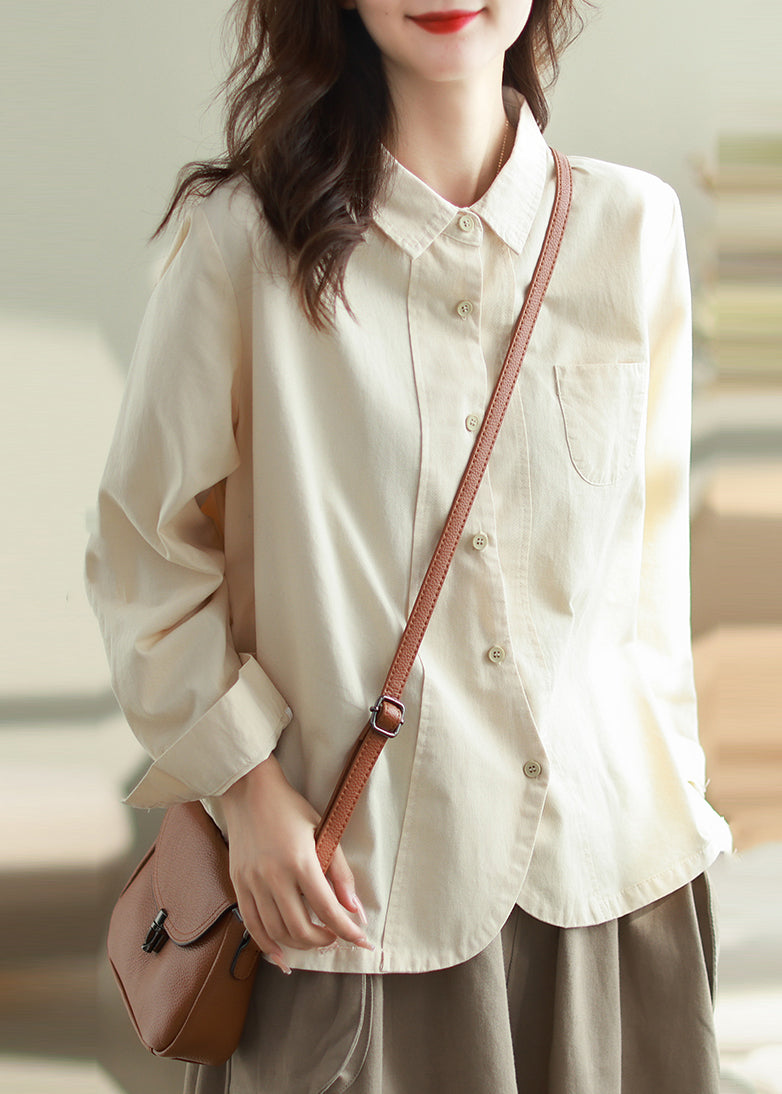 Boho White Oversized Patchwork Cotton Shirt Top Spring