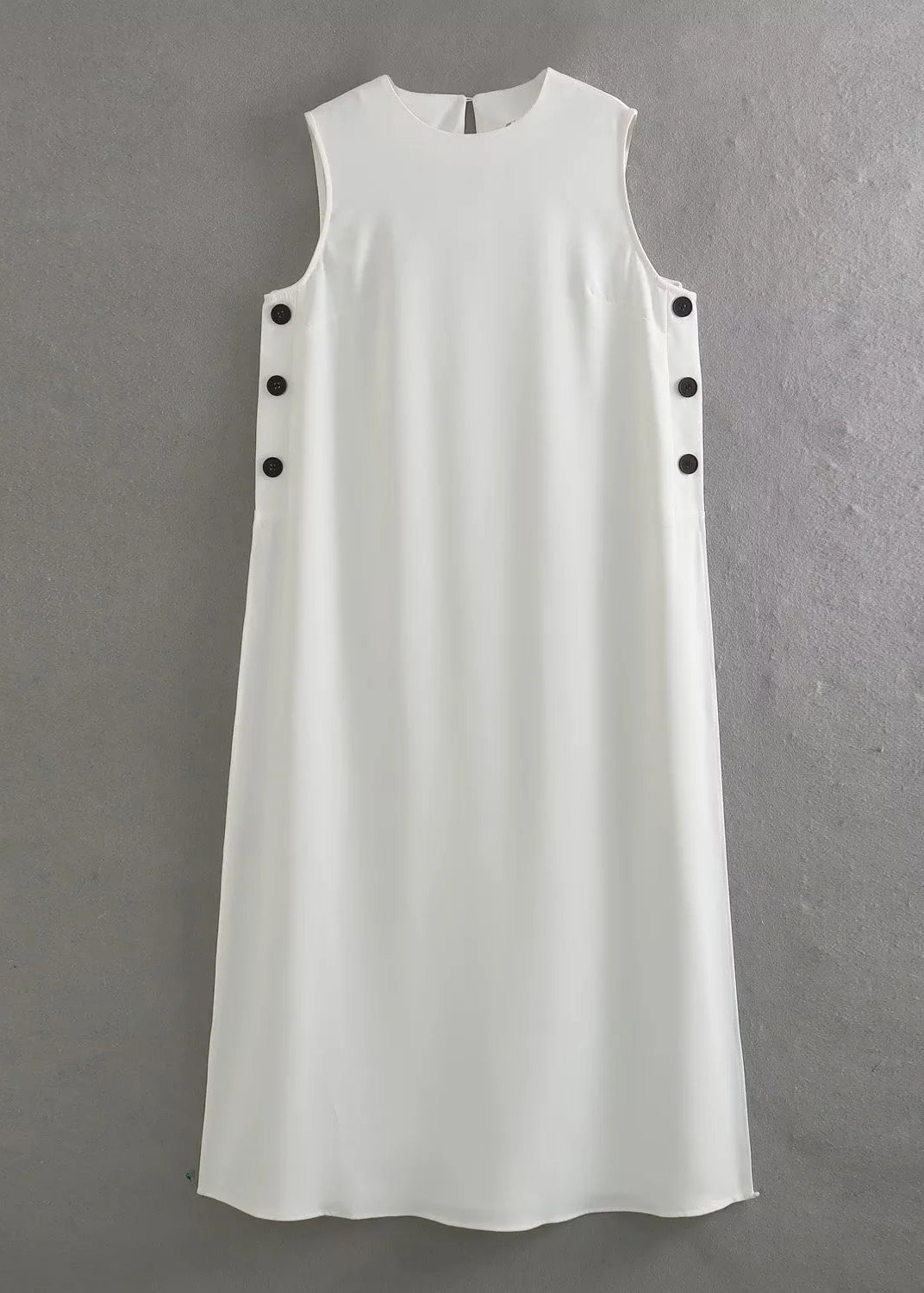 Boho White Side Open Cotton A Line Dress Sleeveless