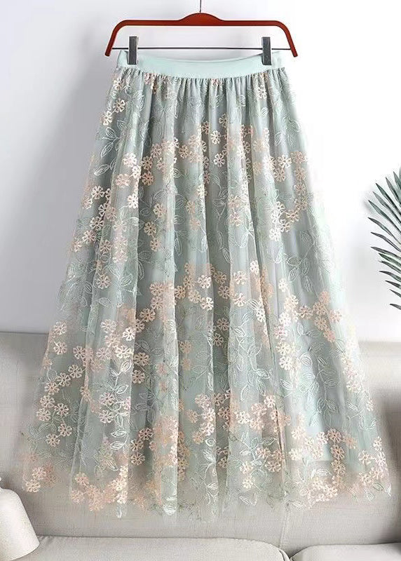 Boutique Apricot Embroidered Elastic Waist Tulle Skirts Spring