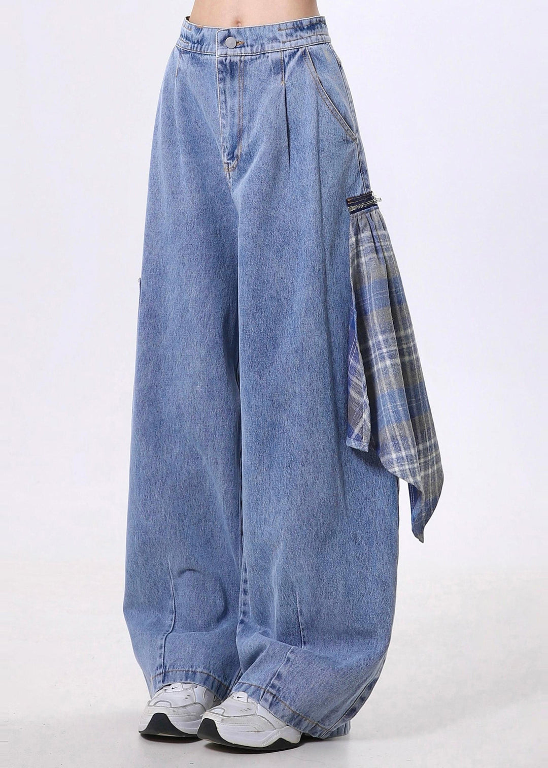 Boutique Blue Oversized Denim Wide Leg Pants Spring